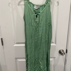Data Sun Green Summer Beaded Dress